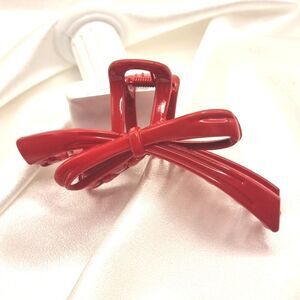 New red elegant bow ex lg hair claw clip